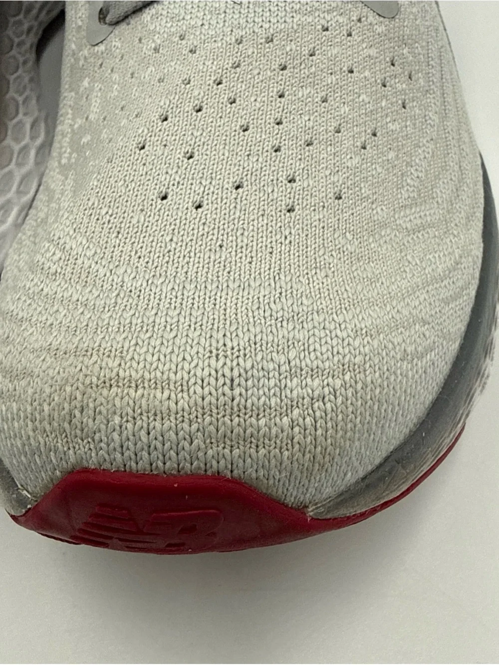 New Balance Men’s Fresh Foam Running Shoes - Light Gray with Red Accents